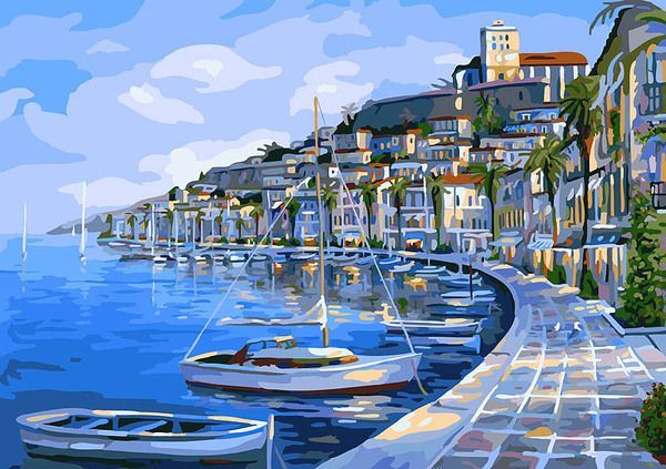 Раскраски по номерам. Картина Набережная Ибицы, 40*50 см