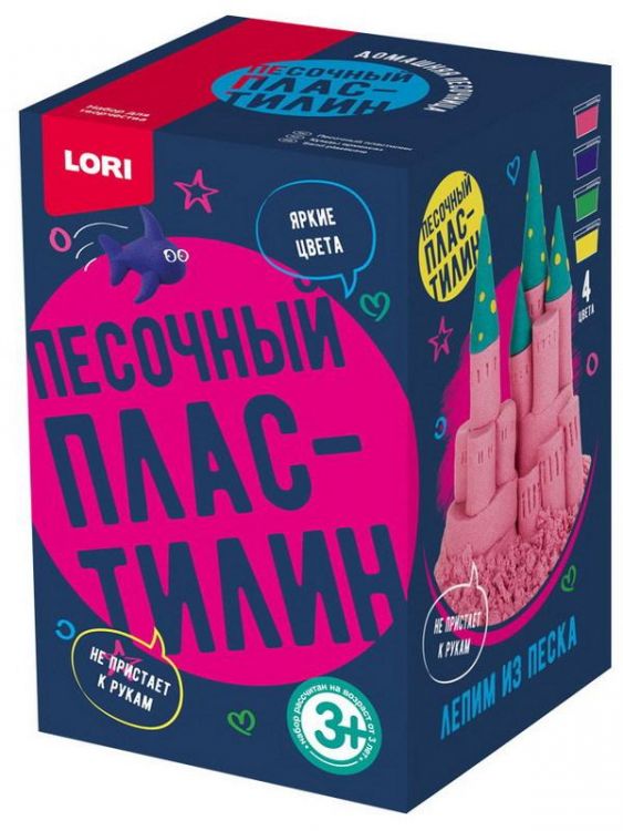 LORI Пп-016 Пластилин песочный, 4 цвета по 100 гр.