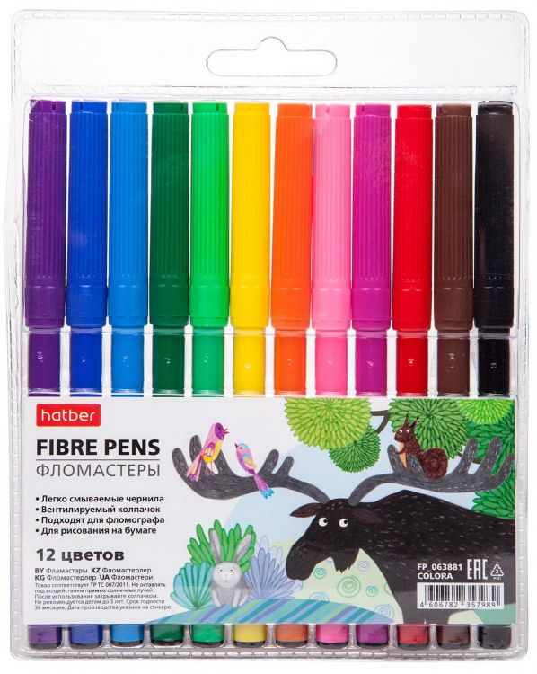 Hatber FP-063881 Фломастеры Hatber COLORA 12 цветов