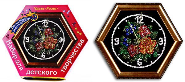 Мозаика из пайеток Часы РОЗЫ