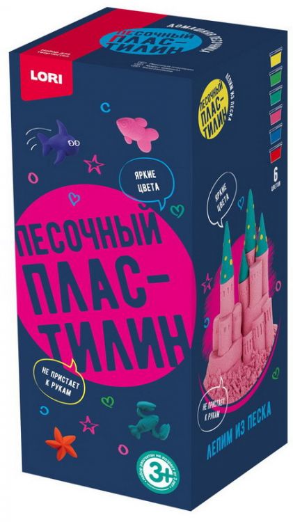 LORI Пп-017 Пластилин песочный, 6 цветов по 100 гр.