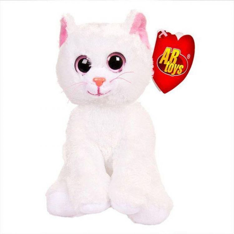 AB toys M0009 Мягкая игрушка Котенок белый, 15 см