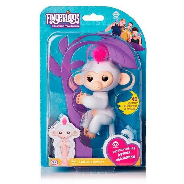 FINGERLINGS 3702A Обезьянка интерактивная СОФИЯ (белая), 12см