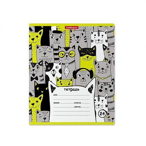 ErichKrause 49210ЕК Тетрадь ученическая 24л ЛИНЕЙКА Stylish Cats (в плёнке по 10 шт.)