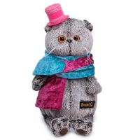 BUDI BASA Ks19-121 Мягкая игрушка BUDI BASA Кот Басик в бархатном кашне 19 см