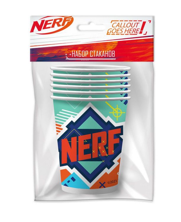 ND Play 298924 Набор бумажных стаканов ND Play NERF, голубой 250 мл 6штук
