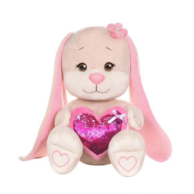 Jack&amp;Lin JL-051901-25 Мягкая игрушка Maxitoys Jack&amp;Lin Зайка с Розовым Сердцем, 25 см