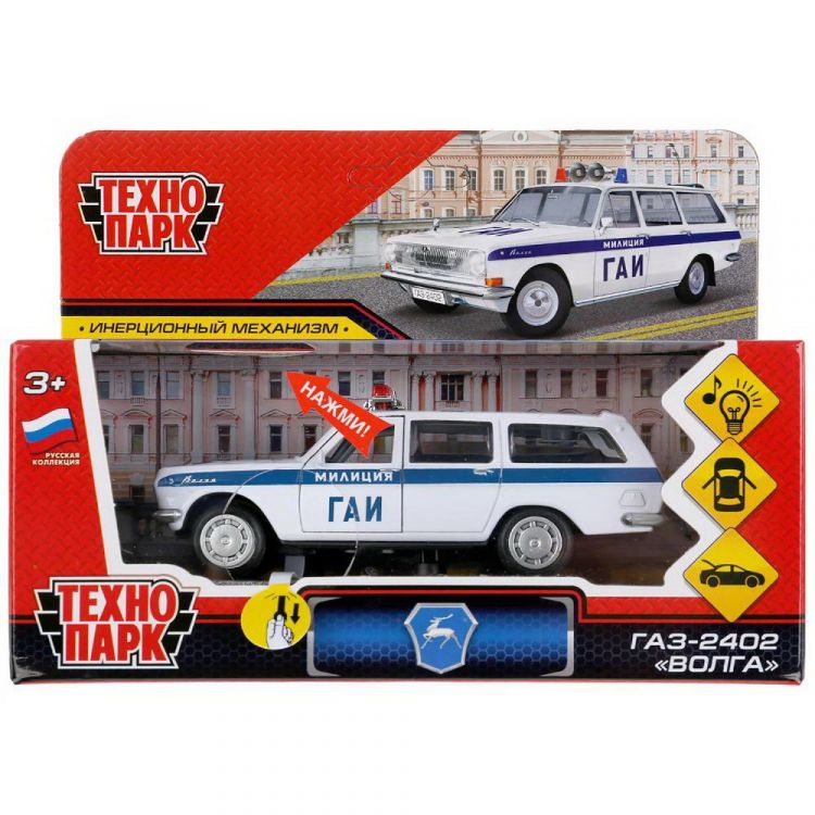 Технопарк 2402-12SLPOL-WH Машинка Технопарк Газ-2402 "Волга" Полиция, свет и звук, 12 см