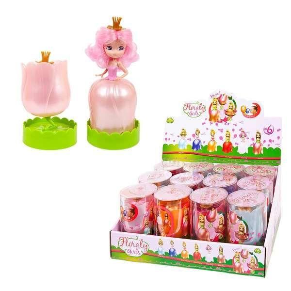 AWECO 113460 Куколка "Floraly Girls" в пластиковой тубе 8,5х14 см, 6 штук в ассортименте