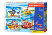 Castorland B-041015 Набор пазлов 4 в 1 Путешествия, 8*12*15*20 деталей