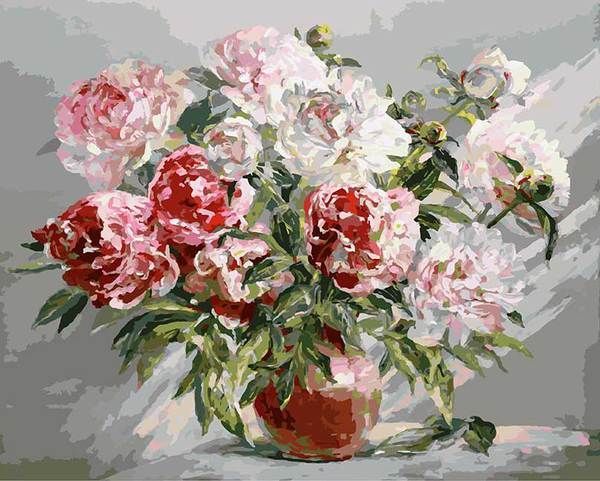 Белоснежка 106-AB Раскраски по номерам. Пионы 50*40 см