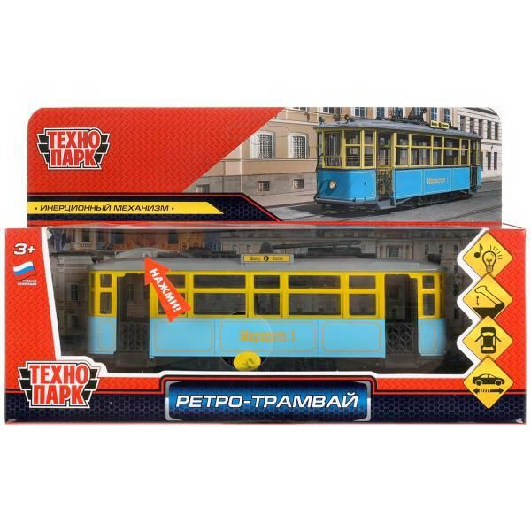 Технопарк TRAMMC1-17SL-BU Машинка Технопарк Трамвай Ретро свет и звук синий 17 см Технопарк TRAMMC1-17SL-BU Машинка Технопарк Трамвай Ретро свет и звук синий 17 см