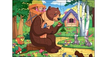 Рыжий Кот П15-0799 Пазл-рамка Маша и медведь, 15 элементов