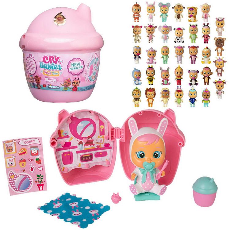 IMC Toys 97629/98442-1w Кукла IMC Toys Cry Babies Magic Tears серия Bottle House Плачущий младенец в комплекте с домиком и аксессуарами, Розовый