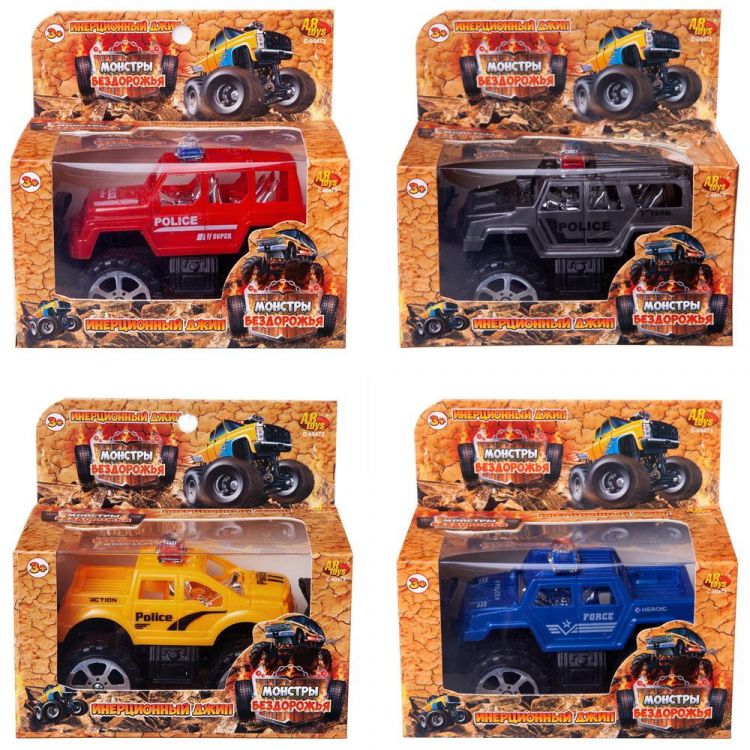ABtoys (АБтойс) C-00473 Машинка инерционная Abtoys Спецтехника Джип Полиция, 4 цвета