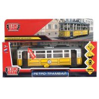 Технопарк TRAMMC1-17SL-YE Машинка Технопарк Трамвай Ретро свет и звук желтый 17 см
