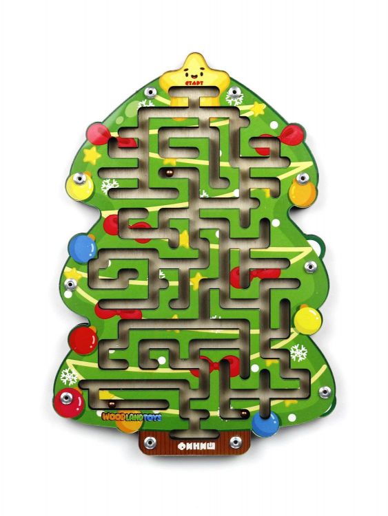 Woodlandtoys 148106 Головоломка Woodlandtoys Лабиринт с шариками Елка 15*10 см
