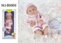 JUNFA WJ-B9969 Пупс JUNFA Pure Baby 35см в кофточке, розовом платье, шапочке, в коробке, с аксессуарами