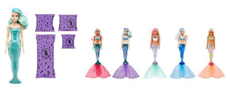 Mattel GTP43 Игровой набор Mattel Barbie Мода Волна 4, Кукла-русалка с аксессуарами в непрозрачной упаковке (сюрприз)