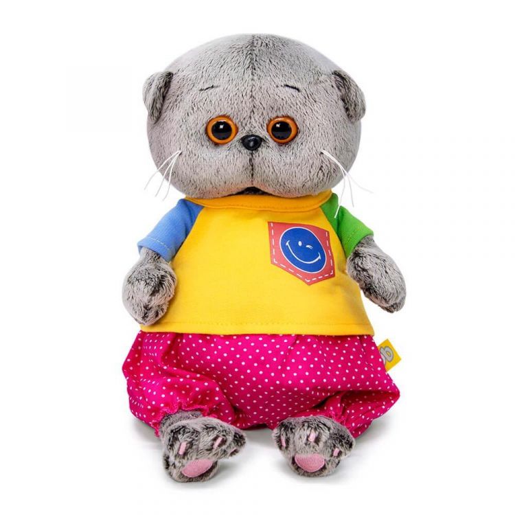 BUDI BASA BB-084 Мягкая игрушка BUDI BASA Кот Басик BABY в футболке со смайликом 20 см