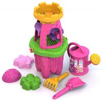 НОРДПЛАСТ Н-431839 Barbie. Набор для песка №4 (Ведро Замок+мельница Замок+Совочек Собачка+грабли Котенок+лейка+формочки 3 шт.)