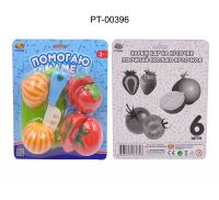 Abtoys PT-00396 Помогаю Маме Набор посуды и продуктов для резки на липучках, 8 предметов