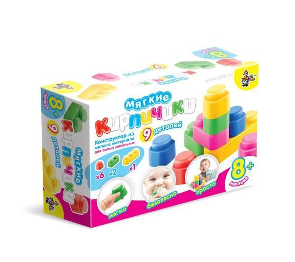 Кирпичики мягкие. Конструктор из мягкого материала для самых маленьких. 9 деталей