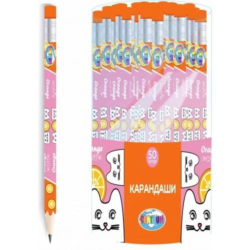 CENTRUM 87924 Карандаш CENTRUM "Orange cat" чернографитный НВ деревянный с ластиком, заточенный CENTRUM 87924 Карандаш CENTRUM "Orange cat" чернографитный НВ деревянный с ластиком, заточенный