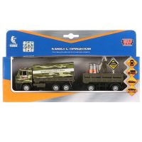 Технопарк SB-18-26-K(M)+ASST-WB Машинка Технопарк Камаз Военный открываются двери, металл, инерция, с прицепом