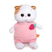 BUDI BASA LB-019 Мягкая игрушка Кошечка Ли-Ли BABY в розовом комбинезоне с клубничкой, 20 см