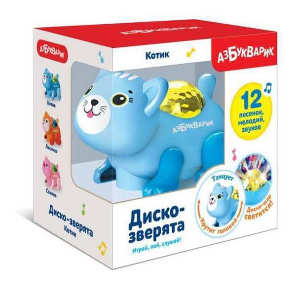 АЗБУКВАРИК 28456-9 Котик (Диско-зверята) Светло-голубой