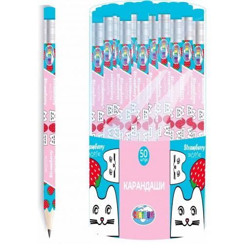 CENTRUM 87927 Карандаш CENTRUM "Strawberry cat" чернографитный НВ деревянный с ластиком, заточенный CENTRUM 87927 Карандаш CENTRUM "Strawberry cat" чернографитный НВ деревянный с ластиком, заточенный