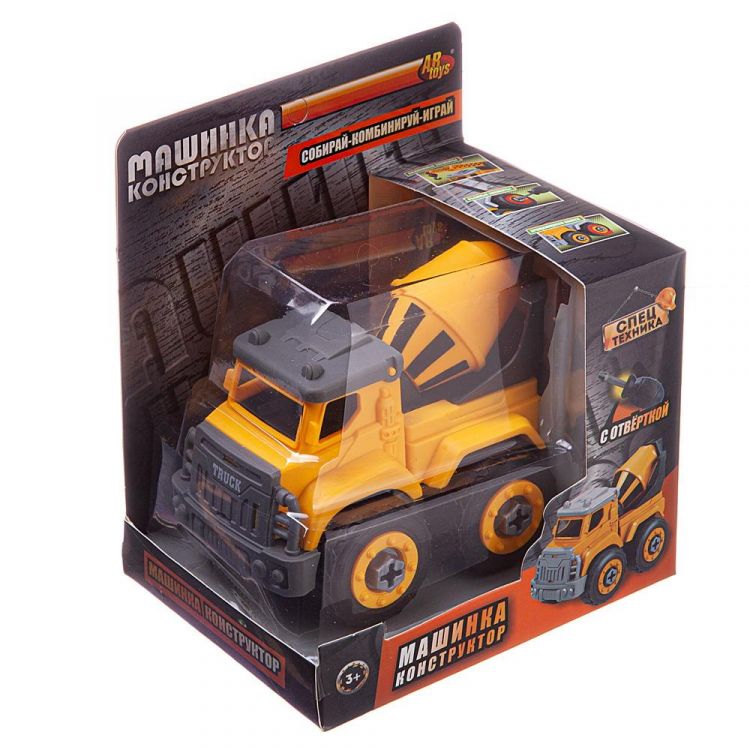 ABtoys (АБтойс) C-00431 Машинка-конструктор Abtoys Cпецтехника "Городские службы" Бетономешалка с отверткой