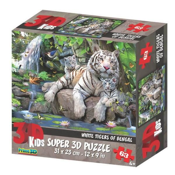 Prime 3D 13664-SBM Пазл 3D 63 Белые тигры Бенгалии