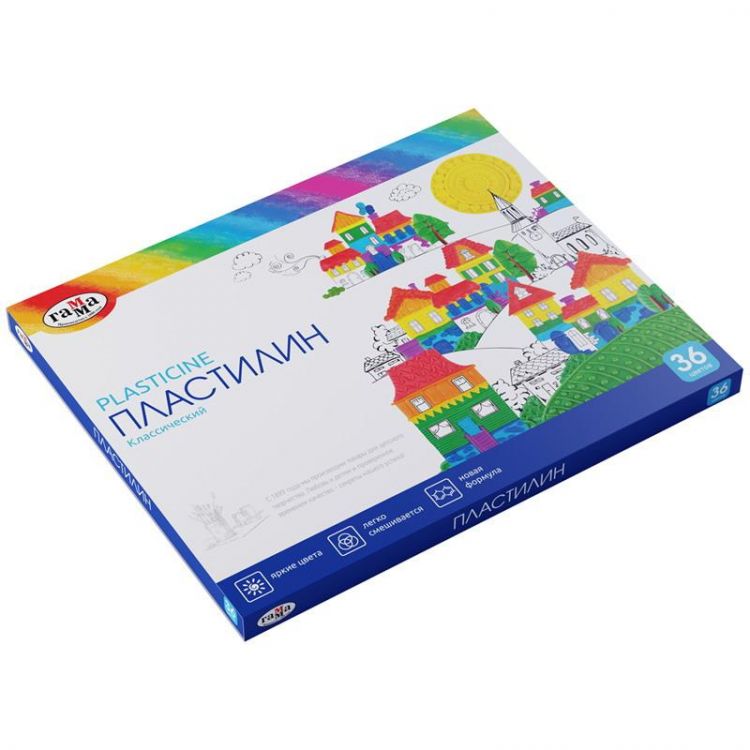 Гамма 281037 Пластилин Гамма Классический 36 цветов, 720г, со стеком