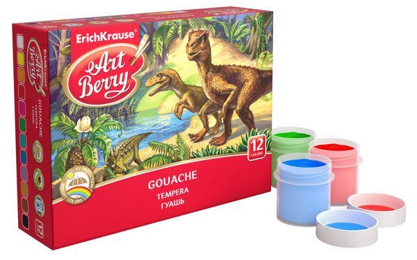 ErichKrause 41746EK Гуашь ArtBerry с УФ защитой яркости, 12 цветов/20мл