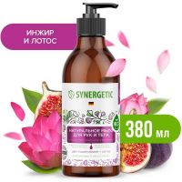 SYNERGETIC 105002 Жидкое мыло SYNERGETIC Цветущий инжир и лотос, биоразлагаемое, натуральное для рук и тела 0,5л