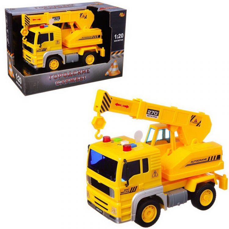 ABtoys (АБтойс) C-00450 Машинка инерционная ABtoys Автокран со звуковыми и световыми эффектами 1:20, 24x12x15.5 см