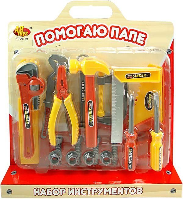 ABtoys. Помогаю Папе PT-00140(0713Q-2) Набор инструментов "Помогаю Папе", на блистере с ручкой