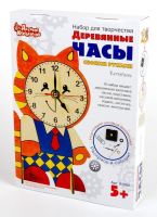 Десятое королевство 01963ДК Набор для творчества. Деревянные часы своими руками (с красками). Котенок