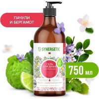 SYNERGETIC 400009 Гель для душа SYNERGETIC Пачули и ароматный бергамот, биоразлагаемый 0,75л