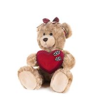 Maxitoys MT-GU092018-1-20 Luxury Мягкая игрушка Мишка Моника с сердцем и бантиком на голове, 20 см