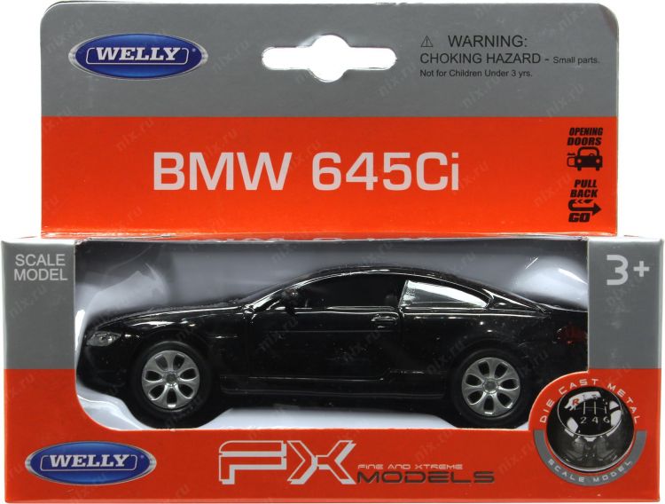 Welly 42353 Модель машины BMW 645CI, черная, 1:34-39