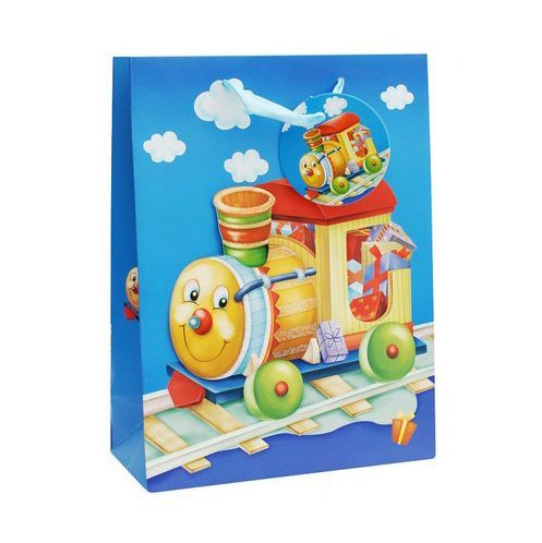 Подарочный пакет "Паровозик", бумажный, 24 x 18 x 8 см