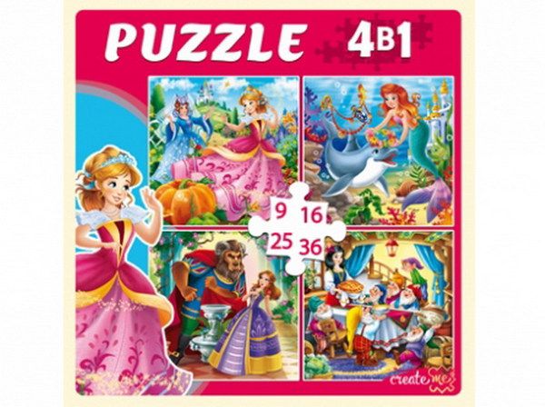 Рыжий кот П-6768 Пазлы 4 в 1. ЛЮБИМЫЕ ПРИНЦЕССЫ (9,16, 25, 36 эл.)