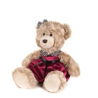 Maxitoys MT-GU092018-2-20 Luxury Мягкая игрушка Мишка Моника в красном платье с клетчатым воротничком, 20 см
