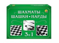 Рыжий Кот ИН-1612 Игра настольная Шахматы, шашки, нарды 3 в 1 (мини-коробка)