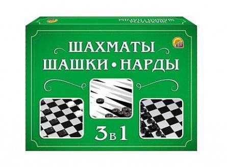 Рыжий Кот ИН-1612 Игра настольная Шахматы, шашки, нарды 3 в 1 (мини-коробка)