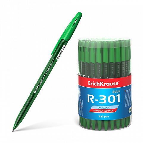 ErichKrause 46775ЕК Ручка шариковая ErichKrause R-301 Original Stick 0.7, цвет чернил зеленый (в тубусе по 60 шт.)