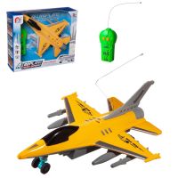 ABtoys (АБтойс) PY196-30C/желтый Самолет Junfa Истребитель с двух канальным пультом управления, желтый, 24х17,5х9см на батарейках